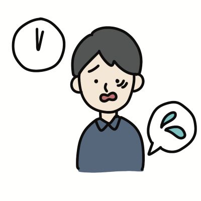 早漏の定義に当てはまる事を知って焦っている男性のイラスト