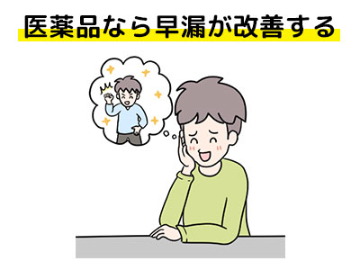 医薬品で早漏を治している男性のイラスト